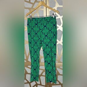Mud Pie Sandra blue and green geometric ankle pants Size S